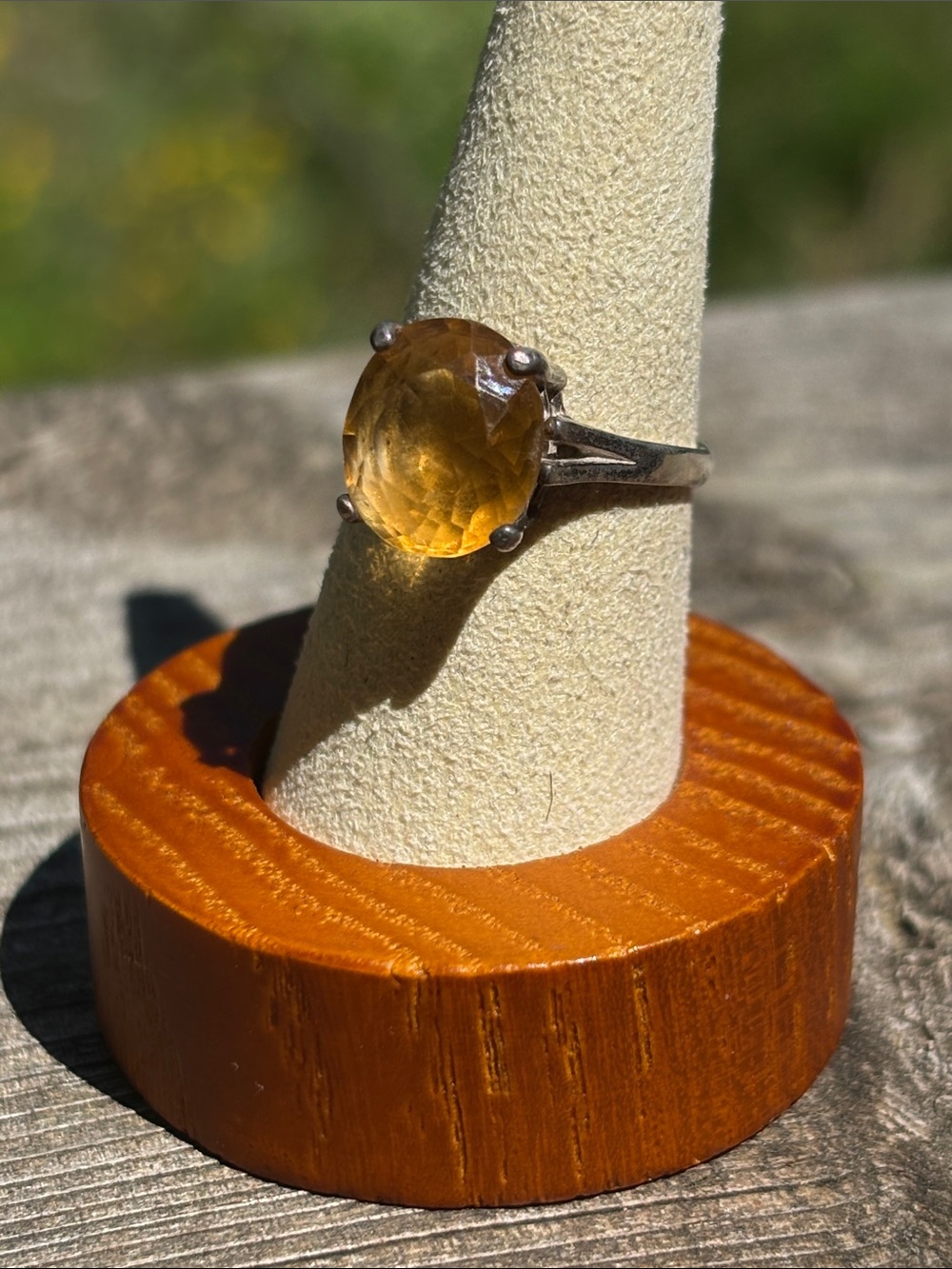 Yellow Citrine Gemstone Solitaire Ring Sterling Silver Band